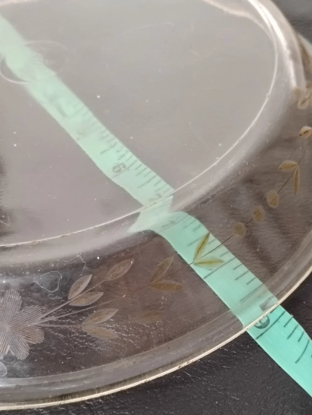 Pyrex Clear Glass Serving Plate with Floral Etching